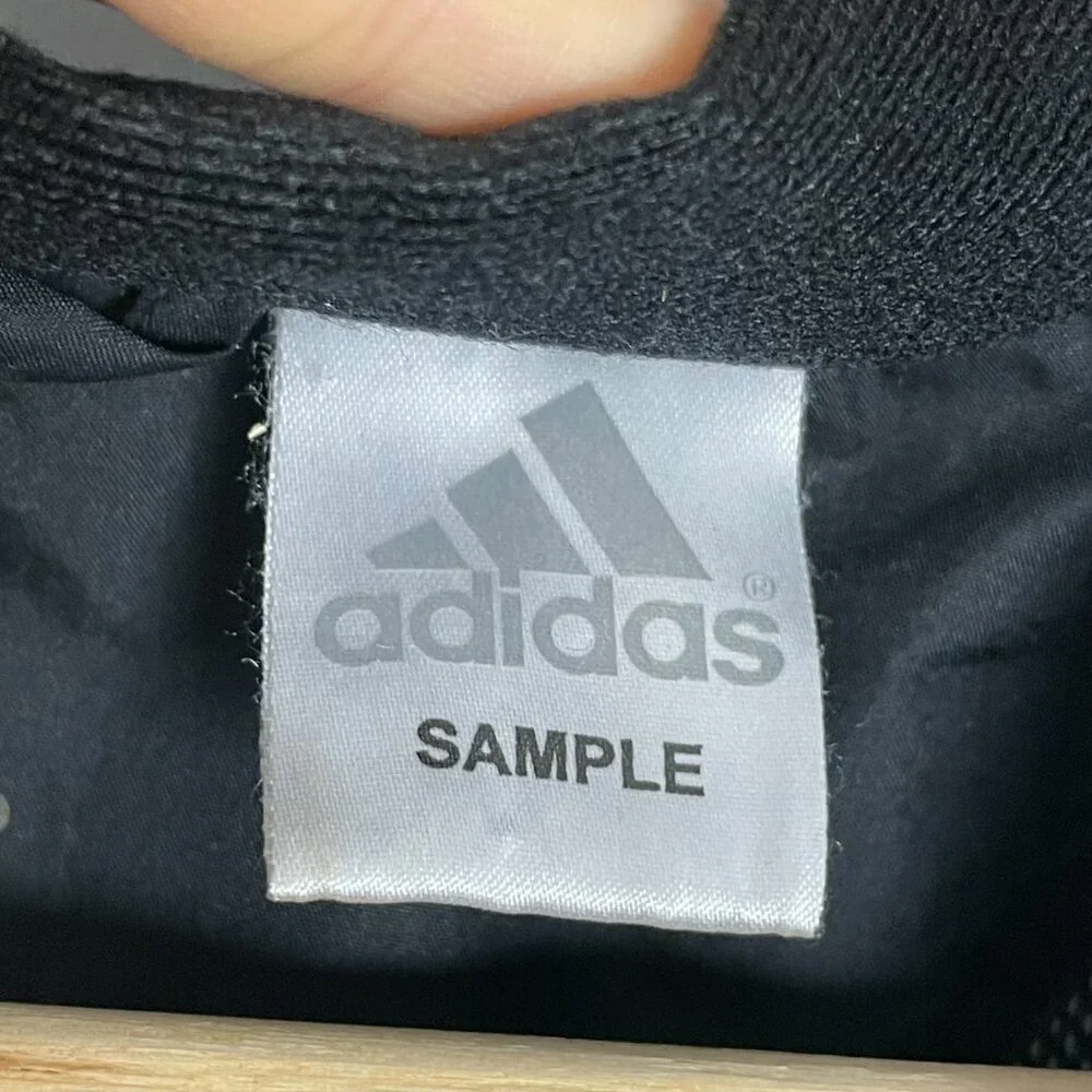 Adidas Windbreaker Jacket Men Sz Large SAMPLE Black White Track Athletic Relaxed